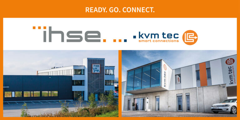 Das IHSE Firmengebäude im linken Teil, das kvm-tec Gebäude im rechten Teil.