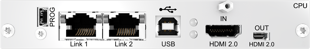 Abbildung der Anschlüsse des Draco vario ultra HDMI 2.0 mit HDCP (Serie 495)