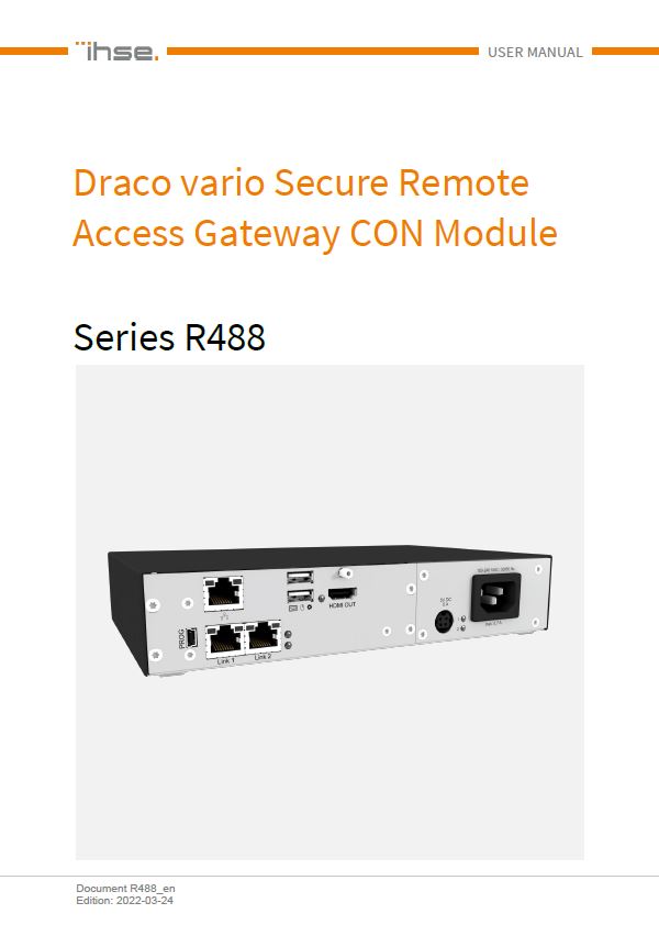 Datenblatt des Handbuchs für Draco vario Secure Remote Access Gateway CON Module Series R488