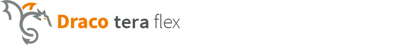 Logo Draco tera flex, orange und schwarze Schrift